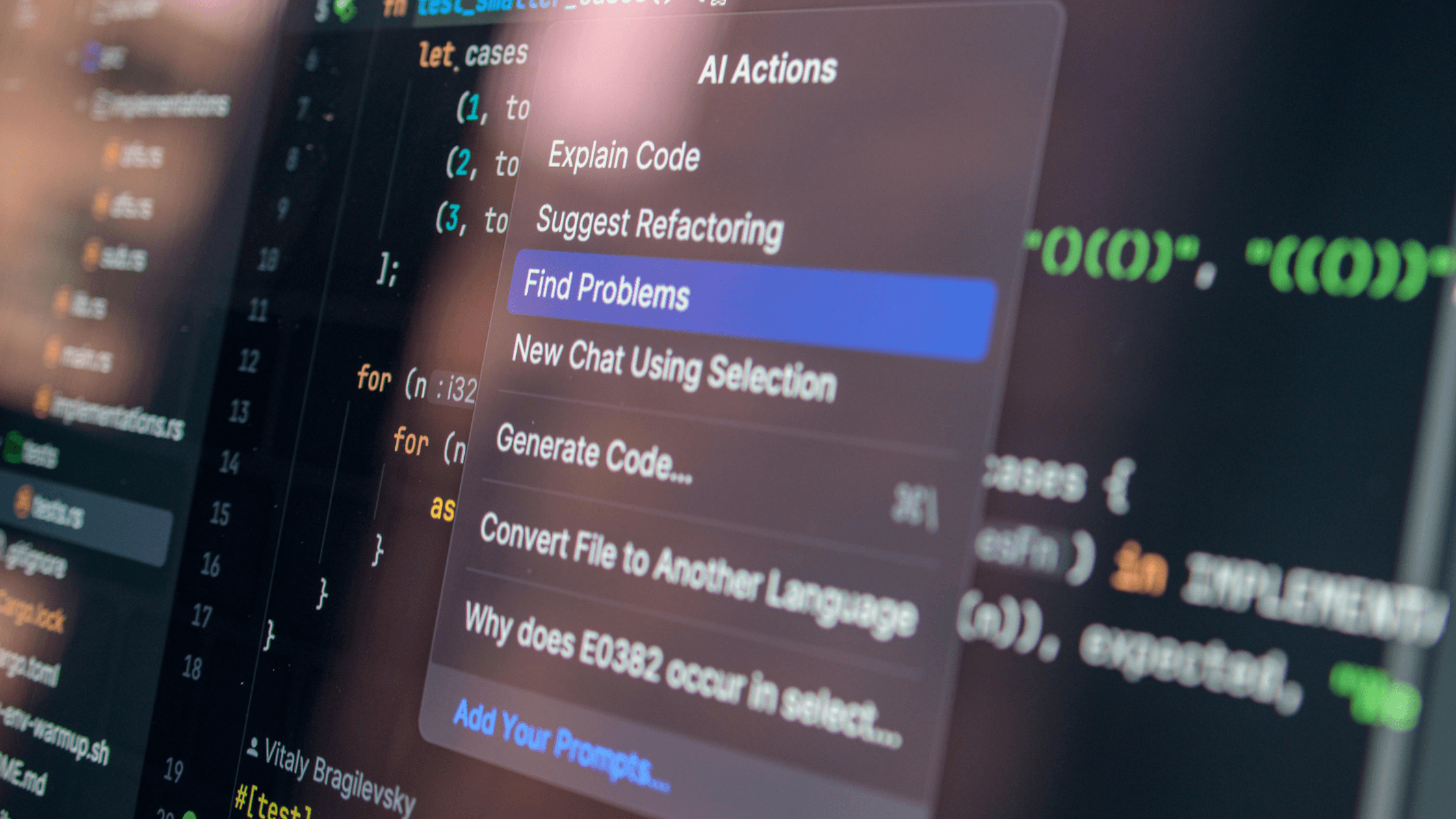 A coding environment featuring AI agents on a computer screen.